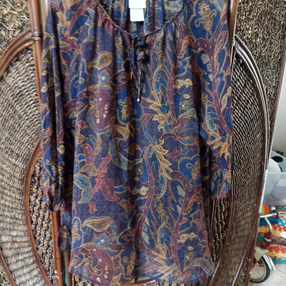 Jaclyn Smith Multicolor Paisley Blouse